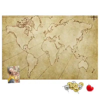 Cork memo board Old world map