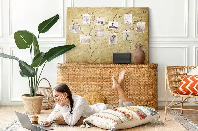 Cork memo board Old world map