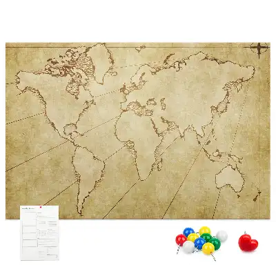 Old world map cork memo board