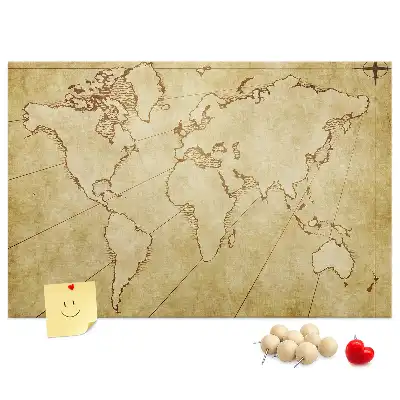 Old world map cork memo board