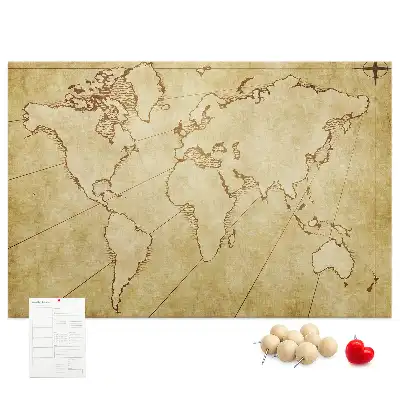 Old world map cork memo board