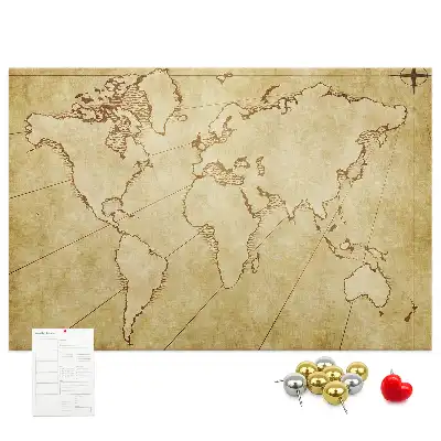 Cork memo board Old world map