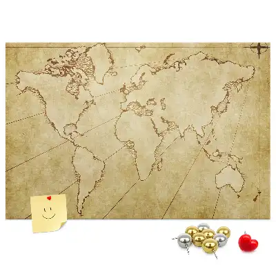 Cork memo board Old world map