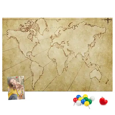 Old world map cork memo board
