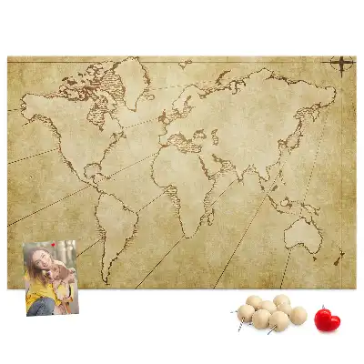 Old world map cork memo board