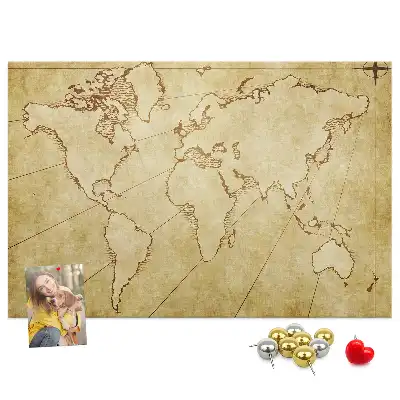Old world map cork memo board