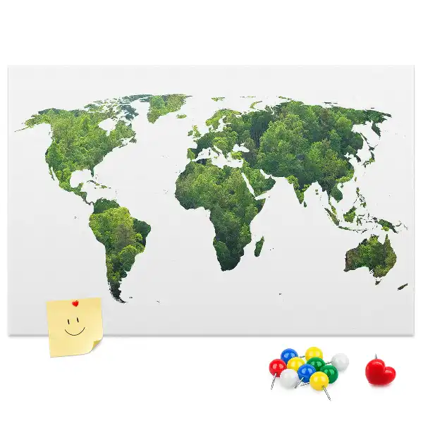 Printed Cork Board Green forest map