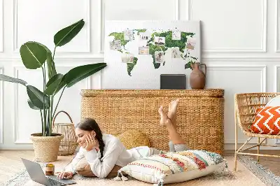 Printed Green Forest Map Cork Board