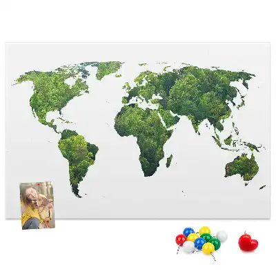 Printed Cork Board Green forest map