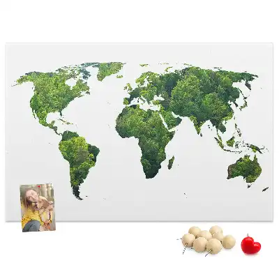 Printed Green Forest Map Cork Board