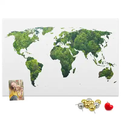 Printed Green Forest Map Cork Board