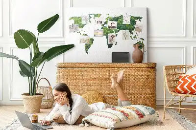 Printed Green Forest Map Cork Board
