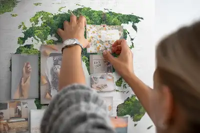 Printed Green Forest Map Cork Board