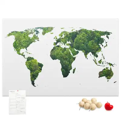 Printed Green Forest Map Cork Board