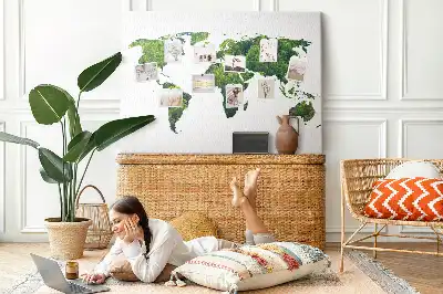 Printed Green Forest Map Cork Board