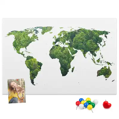 Printed Cork Board Green forest map