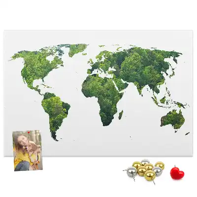 Printed Green Forest Map Cork Board