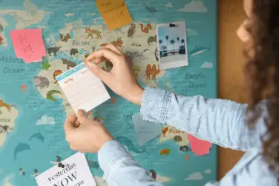Printed Cork Memo Board Animal world map
