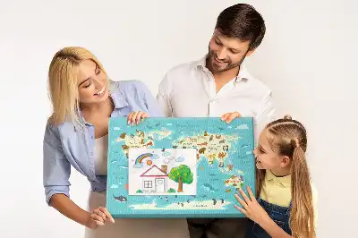 Printed Animal World Map Cork Memo Board