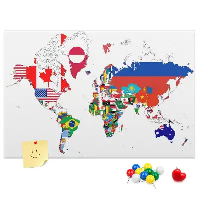 Printed Cork Board National flags map