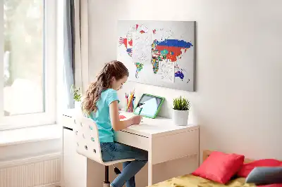 Printed Cork Board National flags map