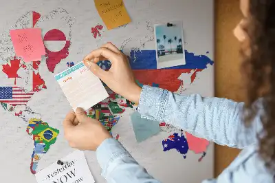 Printed Cork Board National flags map