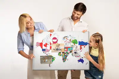 National Flags Printed Cork World Map Board