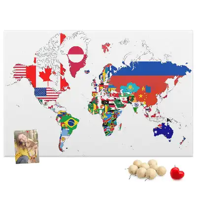 Printed Cork Board National flags map