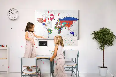 National Flags Printed Cork World Map Board