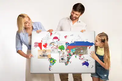 National Flags Printed Cork World Map Board