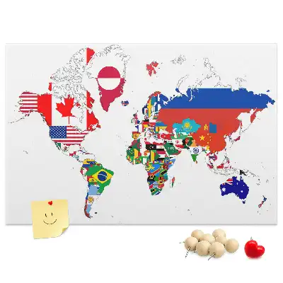 Printed Cork Board National flags map