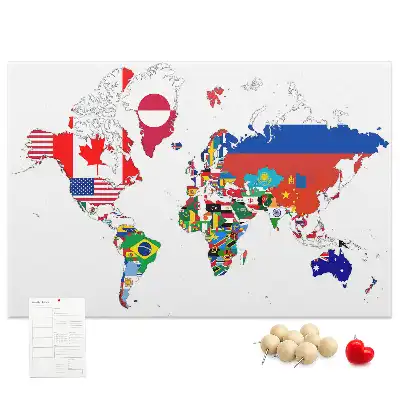 Printed Cork Board National flags map