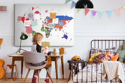 National Flags Printed Cork World Map Board