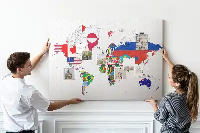 Printed Cork Board National flags map