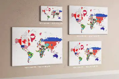 National Flags Printed Cork World Map Board