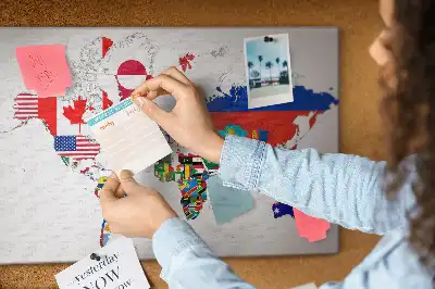 Printed Cork Board National flags map