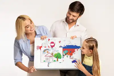National Flags Printed Cork World Map Board