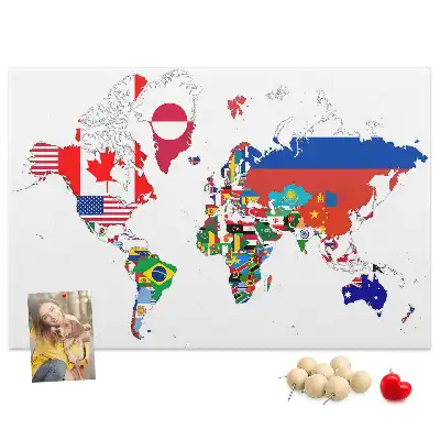 Printed Cork Board National flags map