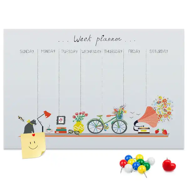 Weekly planner cork memo board