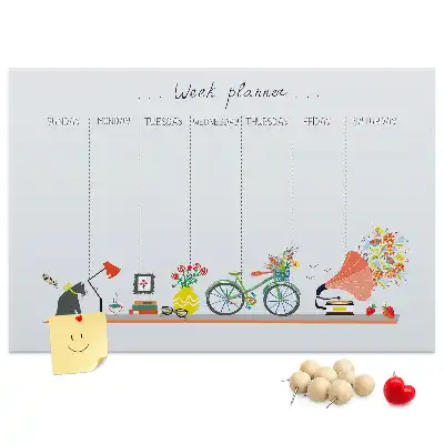 Weekly planner cork memo board