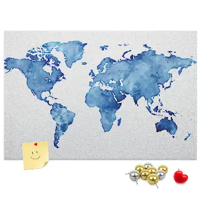 Printed Cork Board Watercolor world map