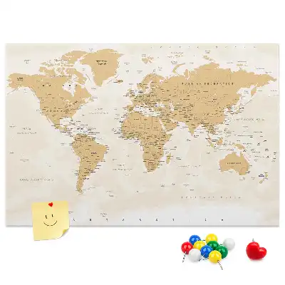 Printed Cork Board Political World Map