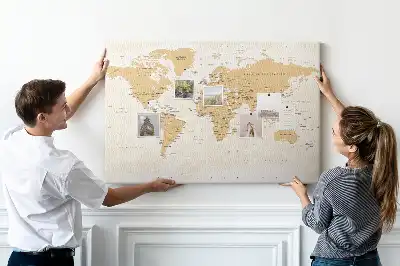 Printed Cork Board Political World Map