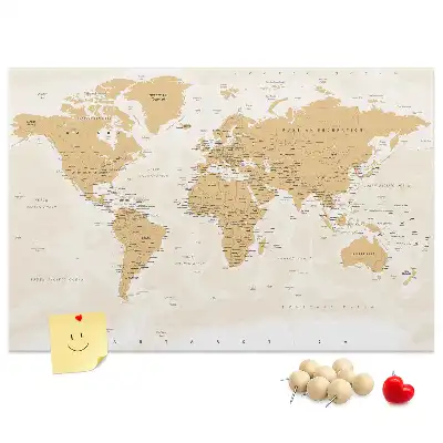 Printed Cork Board Political World Map