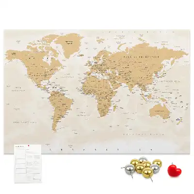 Printed Cork Board Political World Map