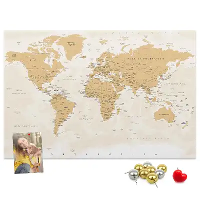 Printed Cork Board Political World Map