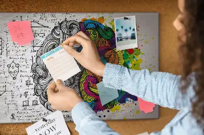 Abstract Brain Print Cork Memo Board