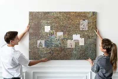 Cork Memo Board with Rust Finish on Metal