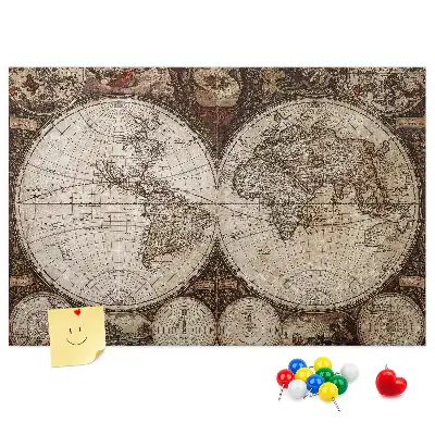Printed Cork Board Old world map