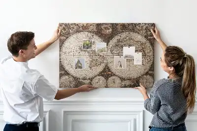 Printed Cork Board Old world map